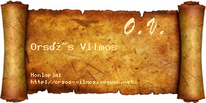 Orsós Vilmos névjegykártya